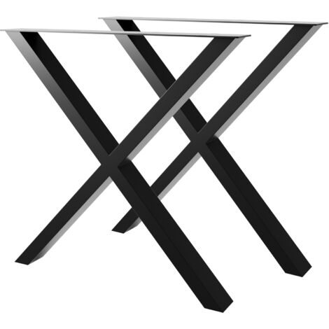 MetaloPro Set de 2 pieds de table en Métal, Pied pour meubles - Pieds en X - 72x70 cm