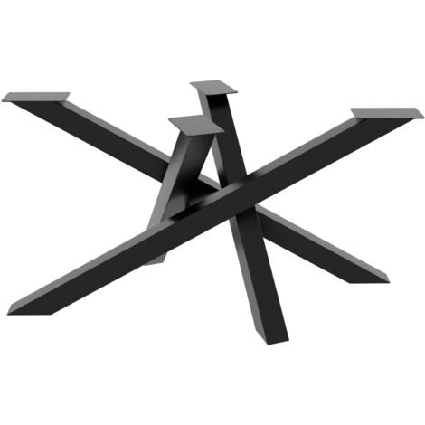 MetaloPro Mikado – Piétement de table design croisé en acier noir, structure métallique stable pour table à manger, de conférence ou de bureau 140x70x72 cm