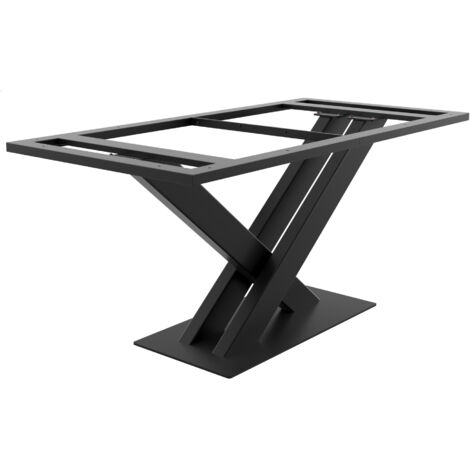 Metalopro – Pieds de table en métal noir – Structure en acier 150 kg – Montage rapide avec vis – Finition noire mate pour bureau ou salon