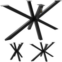 MetaloPro Spider pieds de table en métal noir – Structure lourde en acier durable avec patins – Pour table basse, salle à manger, salon 70x70x72 cm