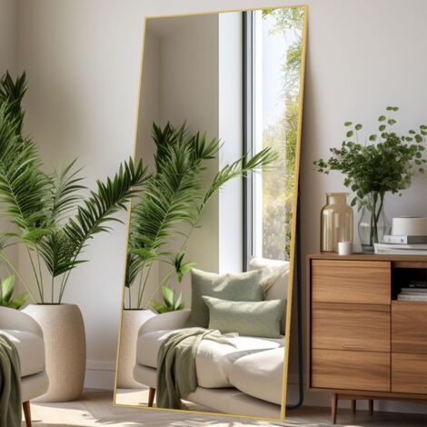 Ganzkörperspiegel 179 x 65 cm, großer Stand- und Wandspiegel, für Schlafzimmer, Wohnzimmer, Flur & Eingangsbereich, gold