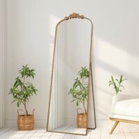 Filigraner Standspiegel 162 x 52 cm, Ganzkörperspiegel mit vintage Ornamenten, retro Wandspiegel für Wohnzimmer, Schlafzimmer, Flur & Eingangsbereich, gold