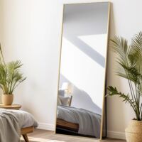 Ganzkörperspiegel 161 x 52 cm, großer Stand- und Wandspiegel, für Schlafzimmer, Wohnzimmer, Flur & Eingangsbereich, gold
