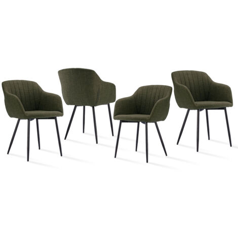 Goeurvant Minimalistische Esszimmerstühle mit breiter Sitzfläche und ergonomischen Armlehnen, Kombination aus Komfort und Eleganz - 4er Set - Grasgrün