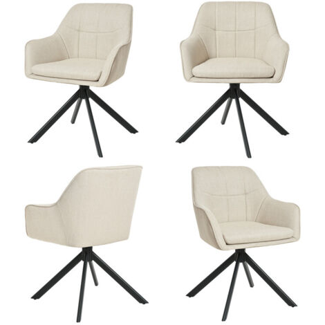 Goeurvant Moderner Esszimmerstühle mit dicker Doppelsitzpolsterung, breiter Rückenlehne und ergonomischen Armlehnen - 4er Set - Beige