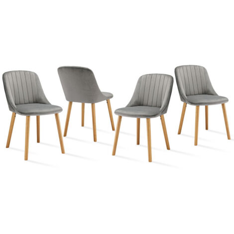 Goeurvant Sillas de comedor modernas con cojín de asiento grueso, respaldo ergonómico y patas de madera, Estilo y comodidad en uno - Juego de 4 - Gris claro