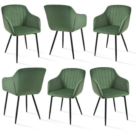 Goeurvant Sillas de comedor minimalistas con asiento ancho y reposabrazos ergonómicos, combinación de confort y elegancia - Juego de 6 - Verde
