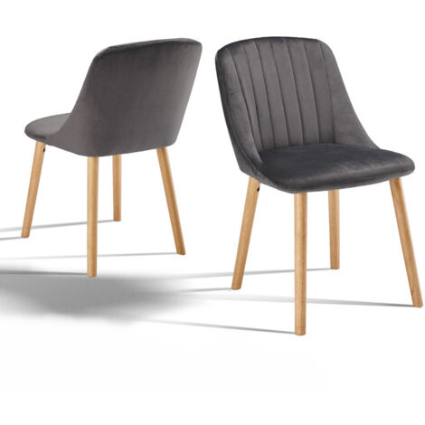 Goeurvant Sillas de comedor modernas con cojín de asiento grueso, respaldo ergonómico y patas de madera, Estilo y comodidad en uno - Juego de 2 - Gris oscuro