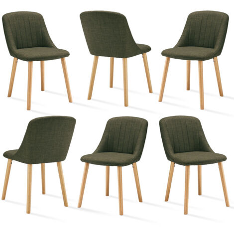 Goeurvant Sillas de comedor modernas con cojín de asiento grueso, respaldo ergonómico y patas de madera, Estilo y comodidad en uno - Juego de 6 - Verde pradera