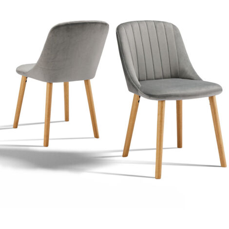 Goeurvant Sillas de comedor modernas con cojín de asiento grueso, respaldo ergonómico y patas de madera, Estilo y comodidad en uno - Juego de 2 - Gris claro