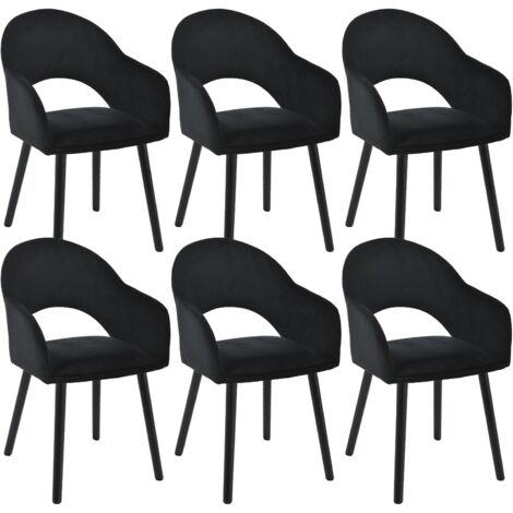 Goeurvant Sillas de comedor cómodas con respaldo en forma de media luna y reposabrazos ergonómicos, La combinación perfecta de soporte y estilo - Juego de 6 - Negro