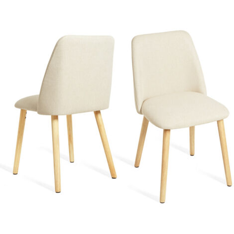 Goeurvant Sillas de Comedor Modernas Minimalistas con Tapizado Transpirable y Patas de Madera Maciza - Juego de 2 - Crema