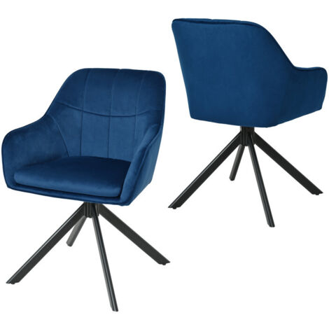 Goeurvant Sillas Giratoria Moderna con Cojín Doble Grueso, Respaldo Ancho y Reposabrazos Ergonómicos -  Juego de 2 - Azul