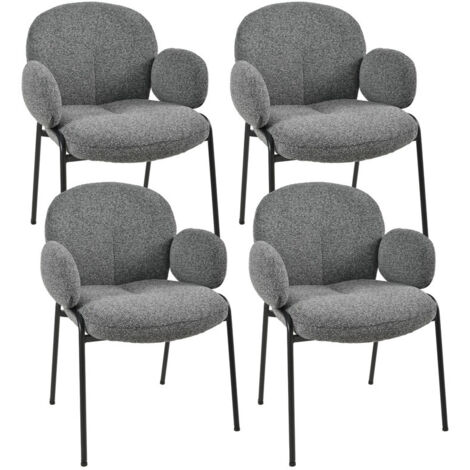 Goeurvant Sillas de Acento Elegantes con Respaldo Curvo y Patas Ajustables, Estilo Escandinavo - Juego de 4 - Gris oscuro