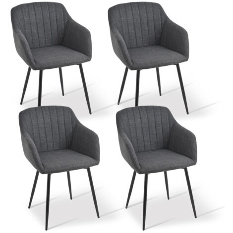 Goeurvant Sillas de comedor minimalistas con asiento ancho y reposabrazos ergonómicos, combinación de confort y elegancia - Juego de 4 - Plomizo