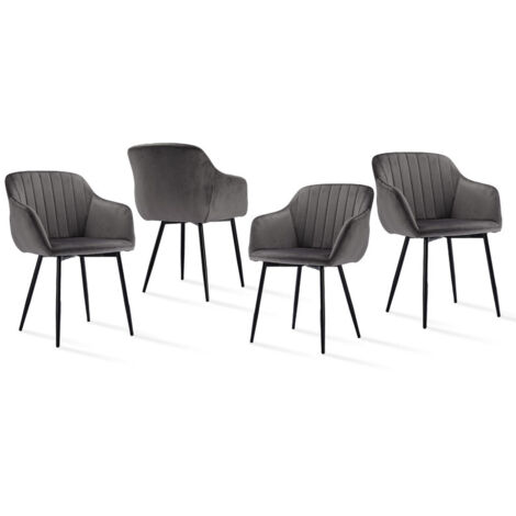 Goeurvant Sedie da pranzo minimaliste con seduta ampia e braccioli ergonomici, combinazione di comfort ed eleganza - Set di 4 - Grigio scuro