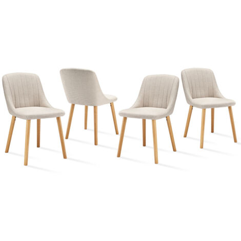 Goeurvant Sedie da pranzo moderne con seduta imbottita, schienale ergonomico e gambe in legno, Stile e comfort in un unico design - Set di 4 - Beige (1/5)