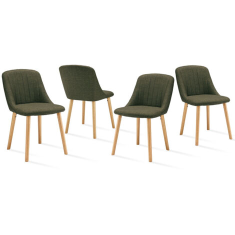 Goeurvant Sedie da pranzo moderne con seduta imbottita, schienale ergonomico e gambe in legno, Stile e comfort in un unico design - Set di 4 - Verde prato