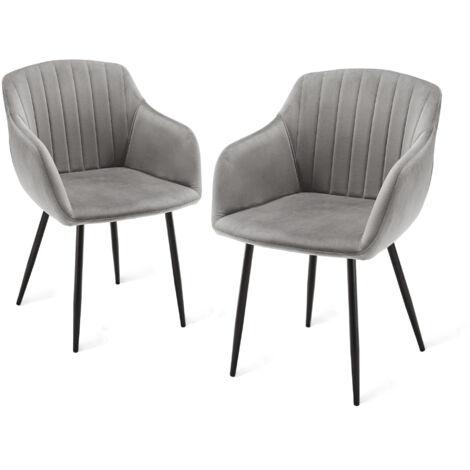 Goeurvant Sedie da pranzo minimaliste con seduta ampia e braccioli ergonomici, combinazione di comfort ed eleganza - Set di 2 - Grigio chiaro