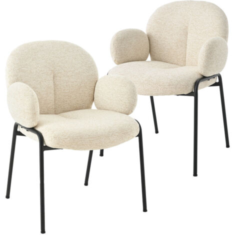Goeurvant Sedie Eleganti con Schienale Curvo e Piedini Regolabili, Stile Scandinavo - Set di 2 - Beige
