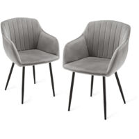 Goeurvant Sedie da pranzo minimaliste con seduta ampia e braccioli ergonomici, combinazione di comfort ed eleganza - Set di 2 - Grigio chiaro