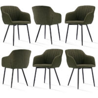 Goeurvant Sedie da pranzo minimaliste con seduta ampia e braccioli ergonomici, combinazione di comfort ed eleganza - Set di 6 - Verde prato