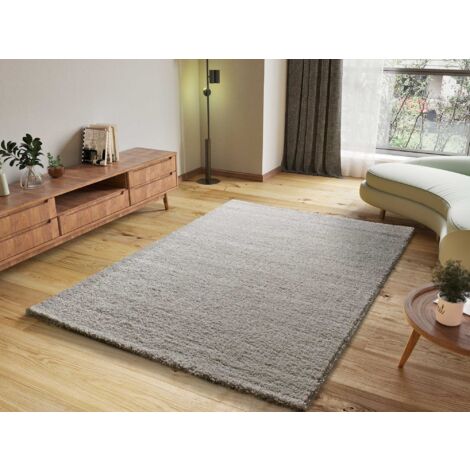 ATTICGO Tapis shaggy uni toucher doux ATLAS Argent 160x230 cm (1/4)