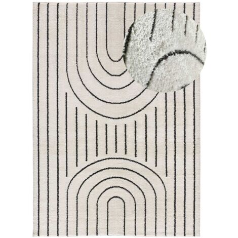 ATTICGO Tapis géométrique style scandinave BLANCHE 94 Blanc 80x150 cm (1/4)