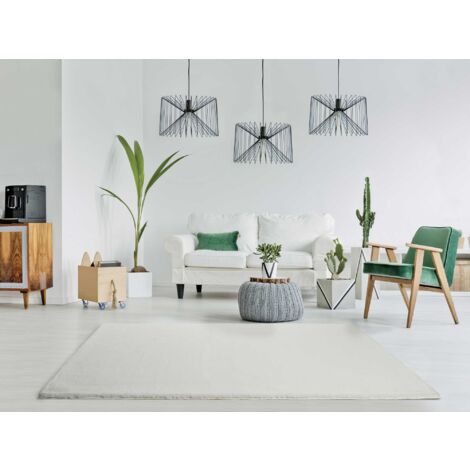 ATTICGO Tapis shaggy uni lavable en machine FOX Blanc 120x180 cm (1/4)
