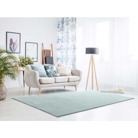 ATTICGO Tapis uni lavable toucher doux LOFT Bleu 140x200 cm (1/4)