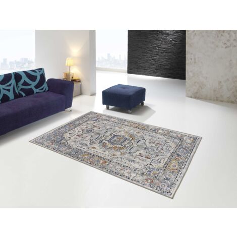 ATTICGO Tapis vintage à poils courts MABEL 64 Gris 140x200 cm (1/5)