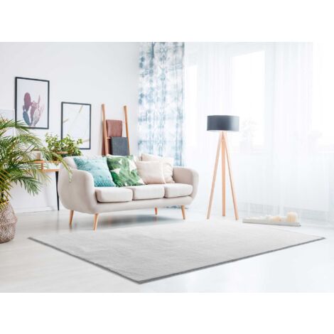 ATTICGO Tapis uni lavable toucher doux LOFT Argent 160x230 cm (1/4)