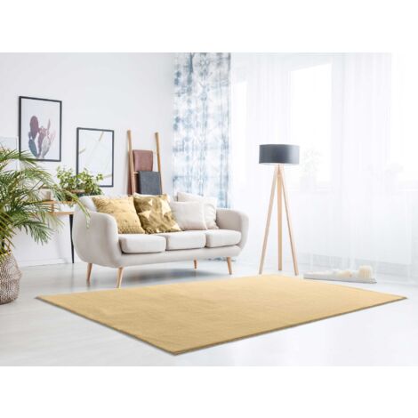 ATTICGO Tapis uni lavable toucher doux LOFT Moutarde 120x170 cm (1/4)