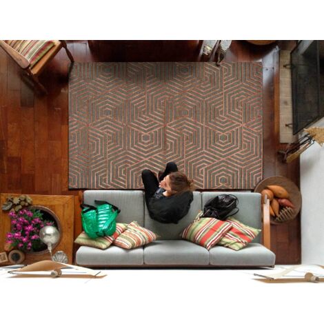 ATTICGO Tapis géométrique LANA 13 Cuivre 67x105 cm (1/4)