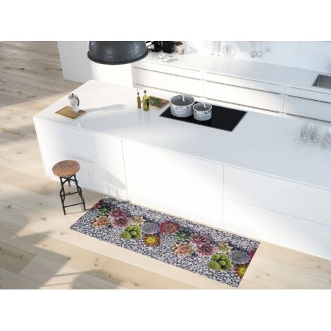 ATTICGO Tapis dessins cactus lavable SPRINTY Gris 52x100 cm (1/4)
