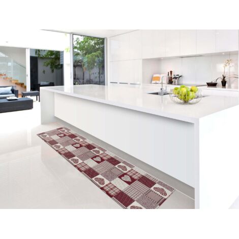 ATTICGO Tapis patchwork lavable SALLY Rouge 48x200 cm (1/4)