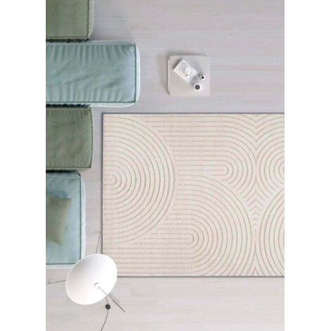ATTICGO Tapis scandinave avec relief LINA 02 Blanc 240x340 cm (1/4)