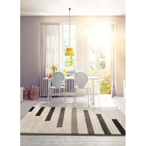 ATTICGO Tapis shaggy géométrique SCENIC 54 Beige / Gris 120x170 cm (1/4)