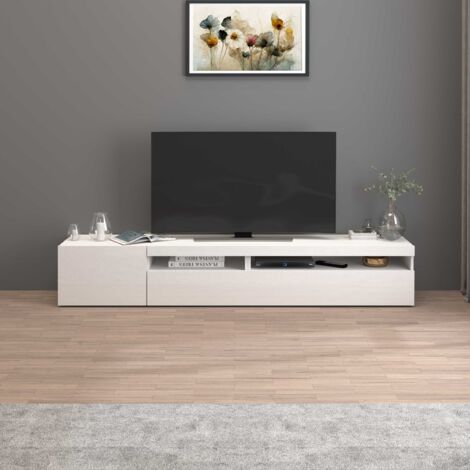 WHOUS Mobile porta tv Potenza con 2 ante e 2 vani bianco lucido 200x40x36 cm (1/5)