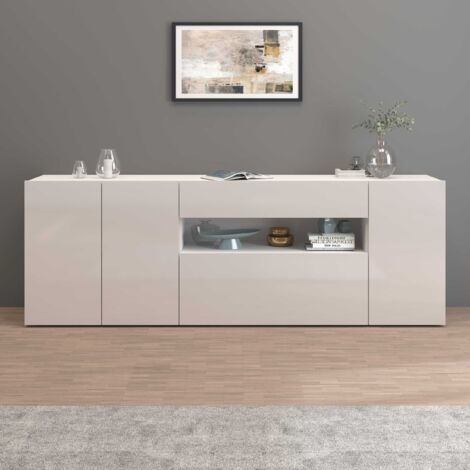 WHOUS Credenza Potenza con 3 ante 1 ribalta e 1 cassetto bianco lucido 220x40x81 cm