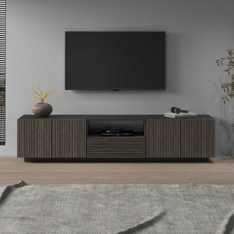 WHOUS Mobile porta tv Coste a 4 ante 1 cassetto e 1 vano antracite/legno scuro 220,1x43x46 cm (1/5)