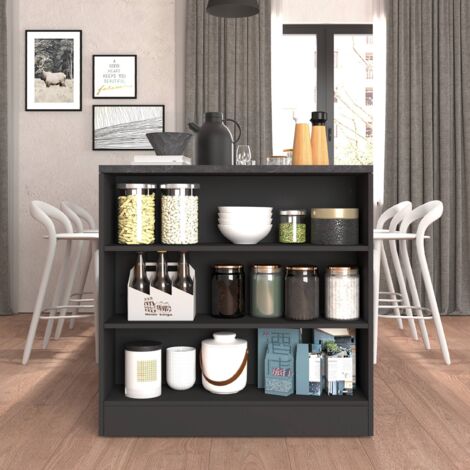 WHOUS Mobile a scaffale Sole con 3 ripiani antracite opaco e report 90x90x25 cm (1/5)