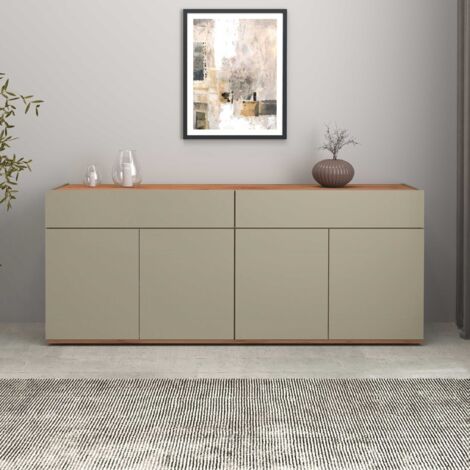 WHOUS Credenza Garda 4 ante e 2 cassetti tortora opaco e rovere 160,1x35x70 cm