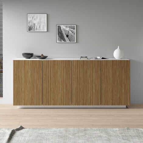 Credenza bassa con 4 ante e 4 cassetti - 160 x 40 x 68 cm - Truciolare