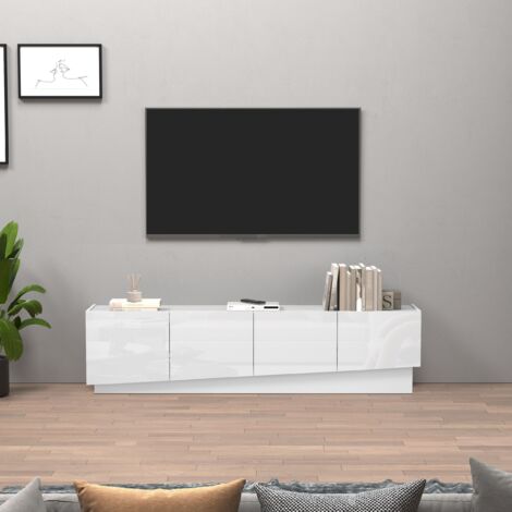 WHOUS Mobile porta TV Vela con 4 ante colore bianco lucido 180x35x45,4 cm