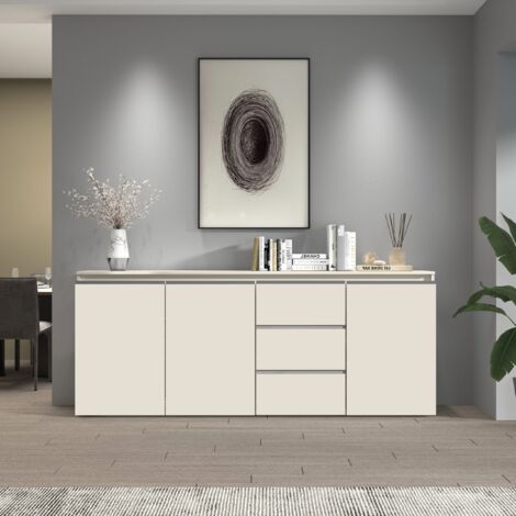 WHOUS Credenza Magic con 3 ante e 2 cassetti cashmere 200x40x80 cm (1/5)