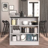 WHOUS Mobile a scaffale Sole con 3 ripiani bianco lucido e report 90x90x25 cm