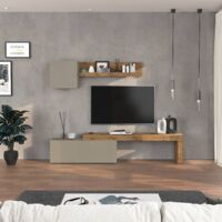 WHOUS Parete attrezzata Chronos set soggiorno tortora opaco e rovere 180/290x40 cm
