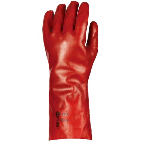 Gants de travail rouges en paire de 10 avec revêtement en PVC, 36 cm, taille 10, pour travaux manuels