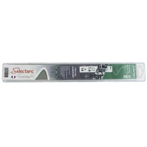 Selectarc – Électrodes inox 316L 1,6 mm x 250 mm – Lot de 14 pièces – Soudage alimentaire – Résistance à la corrosion
